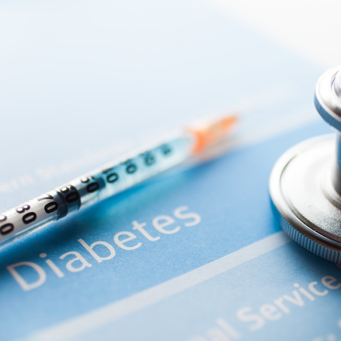 stock photo stethoscope and a syringe on a diabetes test 182417234